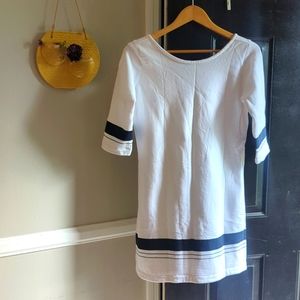 Lauren James Sweatshirt Striped Mini Dress White and Navy XS